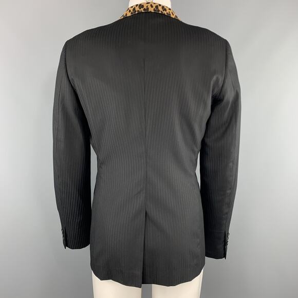 COMME des GARCONS HOMME PLUS M Black Leopard Trim Shawl Collar Sport Coat - Picture 5 of 8